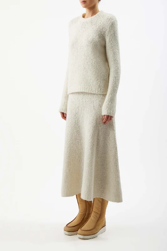 Pablo Knit Skirt in Ivory Cashmere Boucle