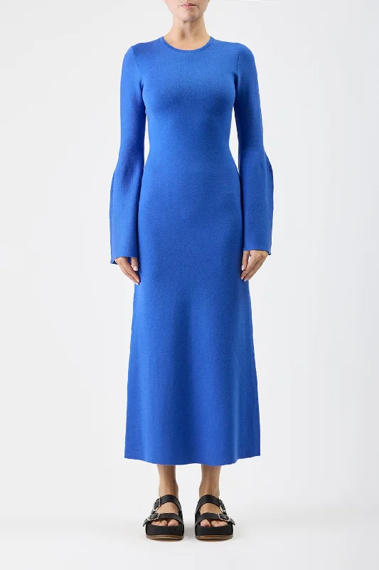 Palanco Knit Dress in Sapphire Merino Wool Cashmere