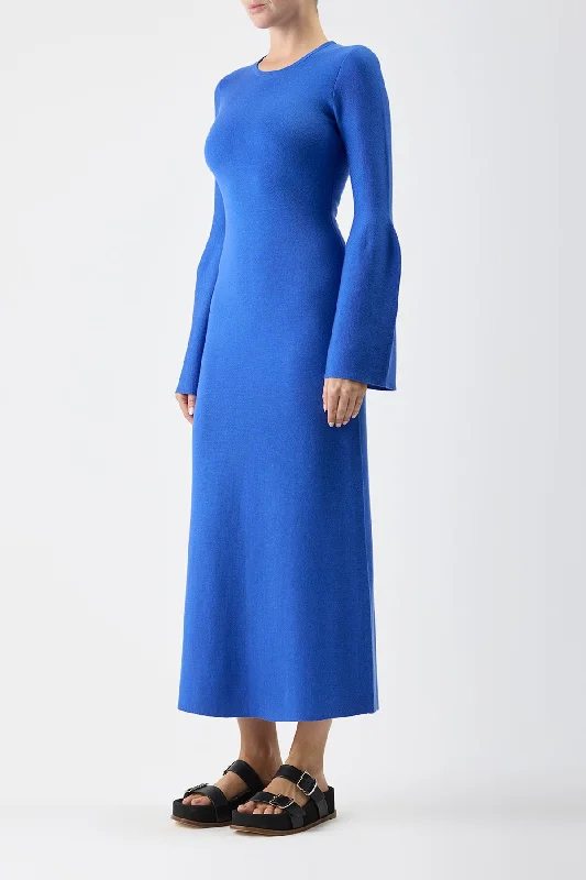 Palanco Knit Dress in Sapphire Merino Wool Cashmere