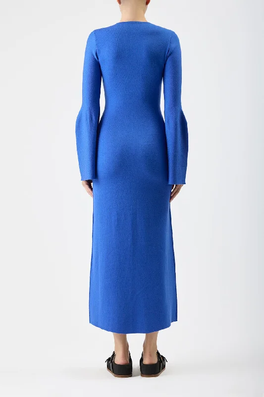 Palanco Knit Dress in Sapphire Merino Wool Cashmere