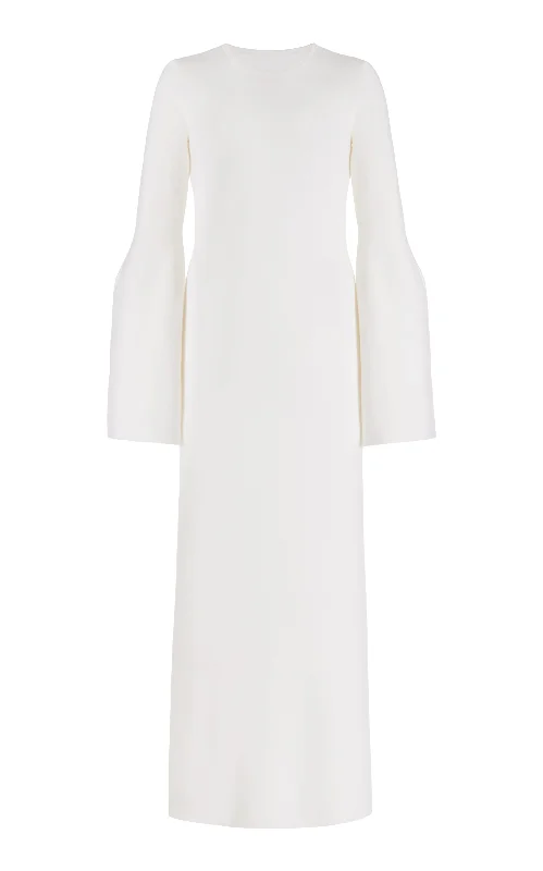 Palanco Knit Dress in White Merino Wool Cashmere