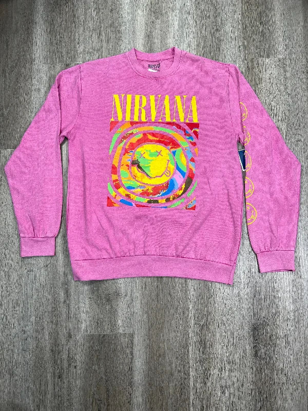 Sweatshirt Crewneck By NIRVANA In Pink, Size: Xl