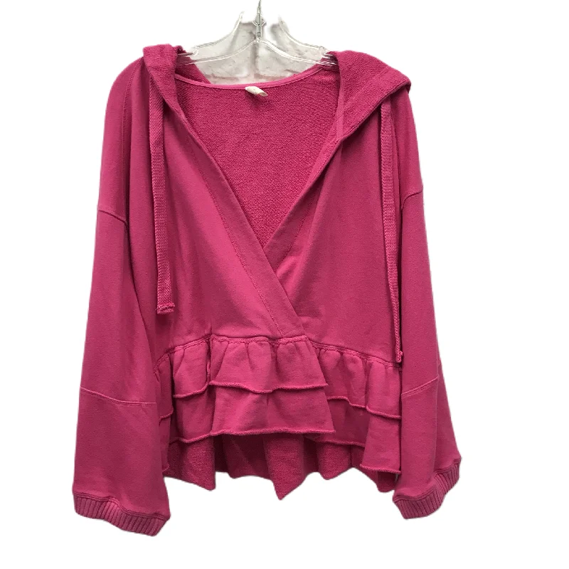 Sweatshirt Hoodie By Free People In Pink, Size: L