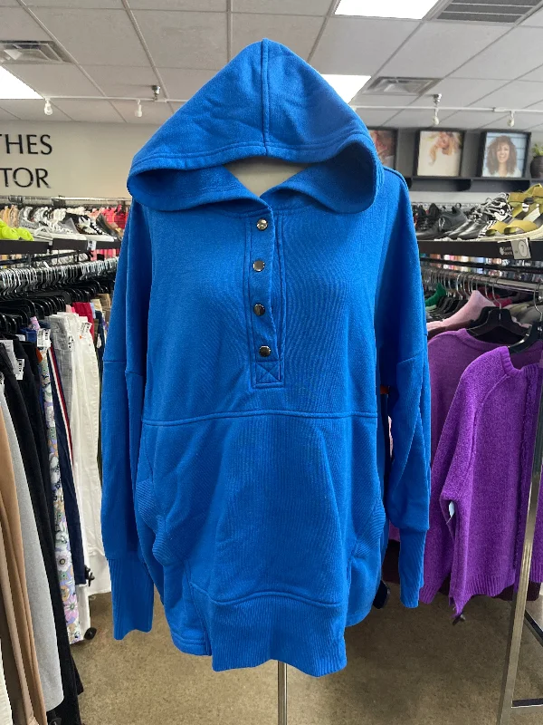 Sweatshirt Hoodie By Zenana Outfitters In Blue, Size: L