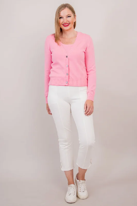 Tellie Cardigan, Pink, Cotton