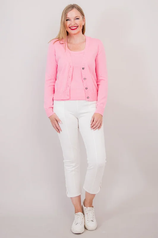 Tellie Cardigan, Pink, Cotton