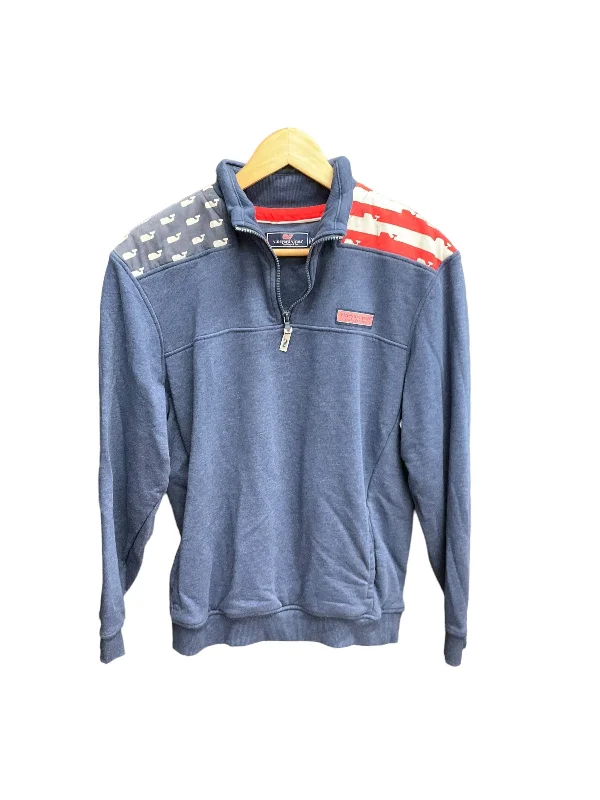 Top Long Sleeve Fleece Pullover By Vineyard Vines In Blue, Size: S