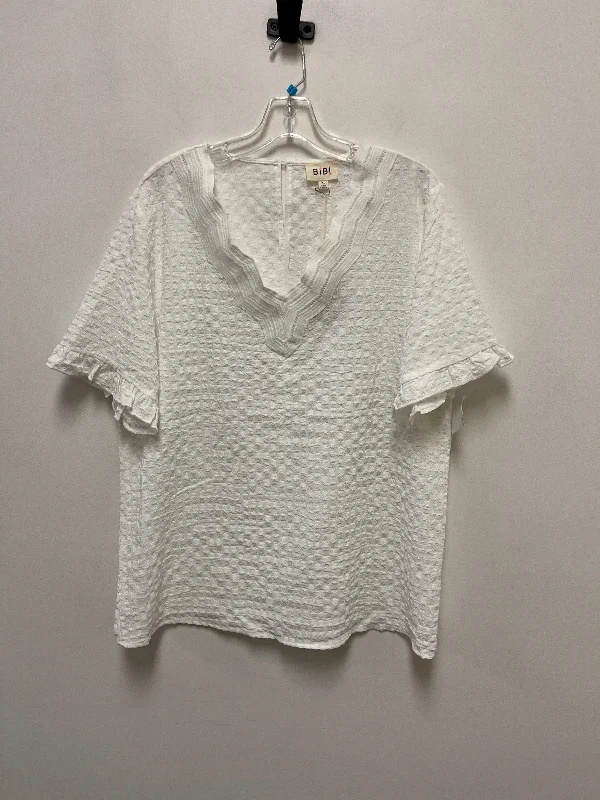 Top Short Sleeve By Bibi In White, Size: Xl