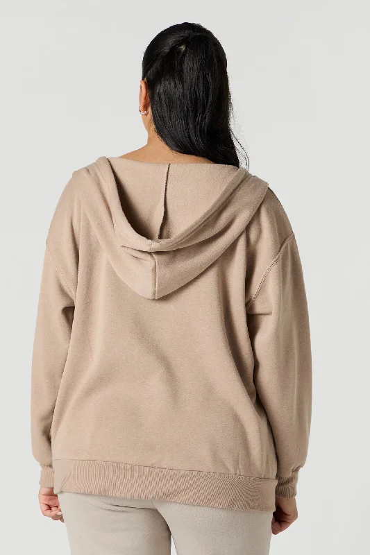 Oversized Fleece Zip-Up Hoodie