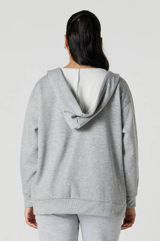 Oversized Fleece Zip-Up Hoodie