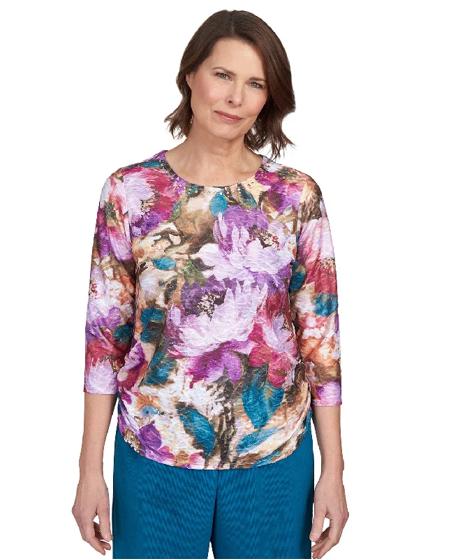 Alfred Dunner Key Item Bright Floral Knit Top