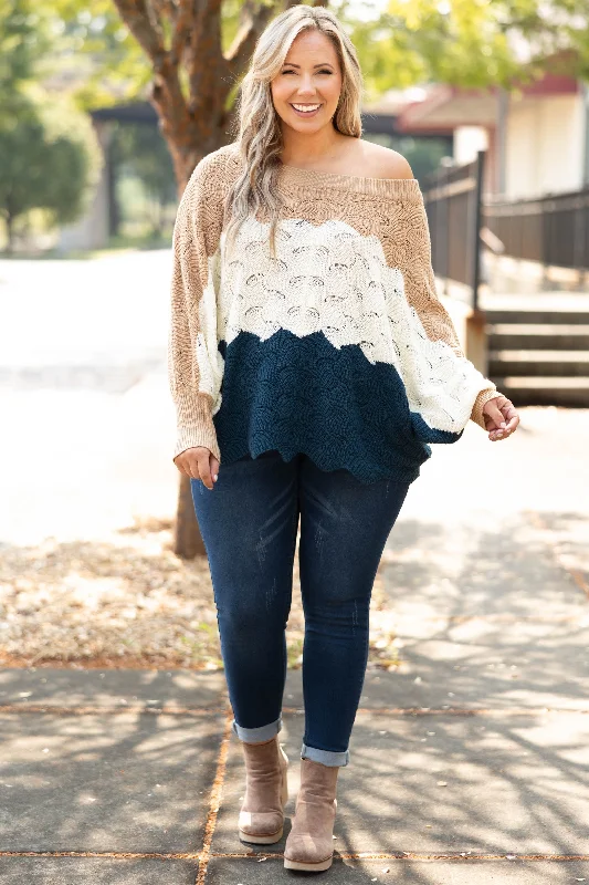 Angel In You Sweater, Mocha-Blue