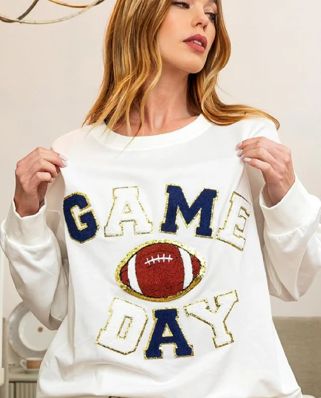 Game Day Letter Patch Sweatshirt