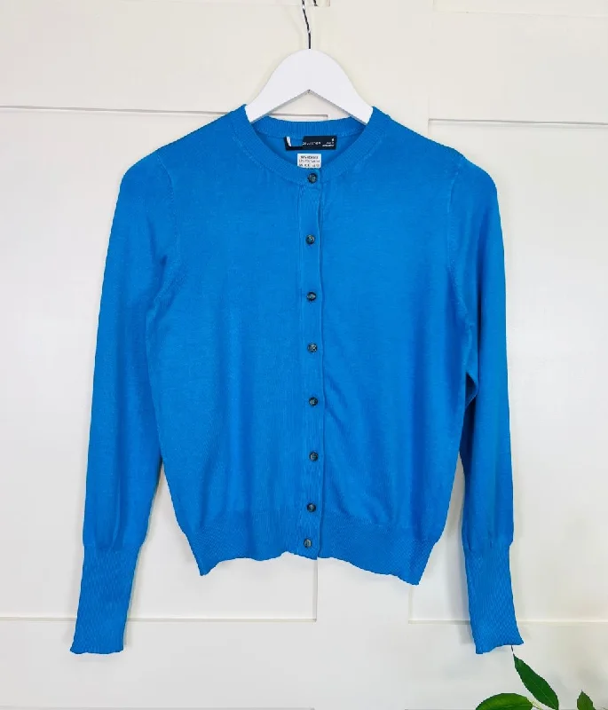 Blue Classic Round Neck Cardigan