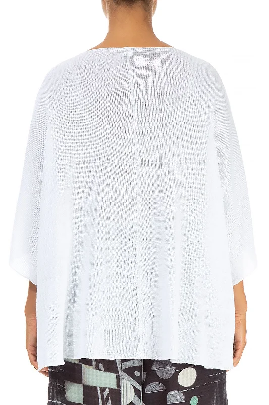 Button Band Boxy White Linen Cardigan