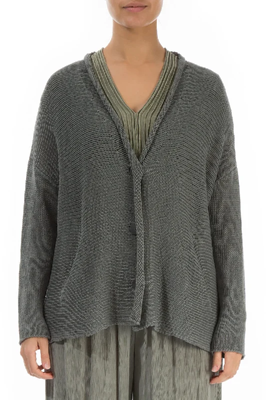 Buttoned Sage Linen Cardigan