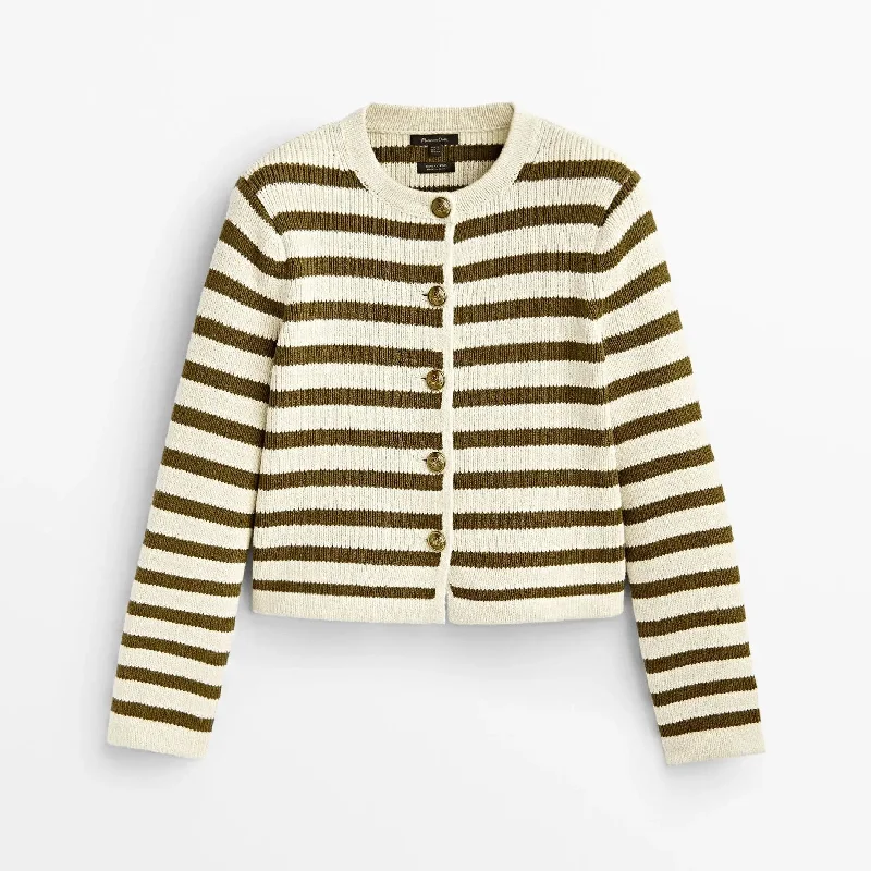 Casual striped buckle new relaxed fashionable comfy autumnal Cardigans