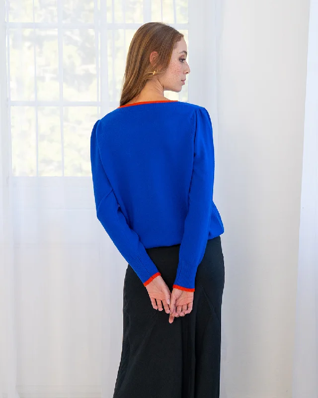 Cath Knit - Cobalt with Red