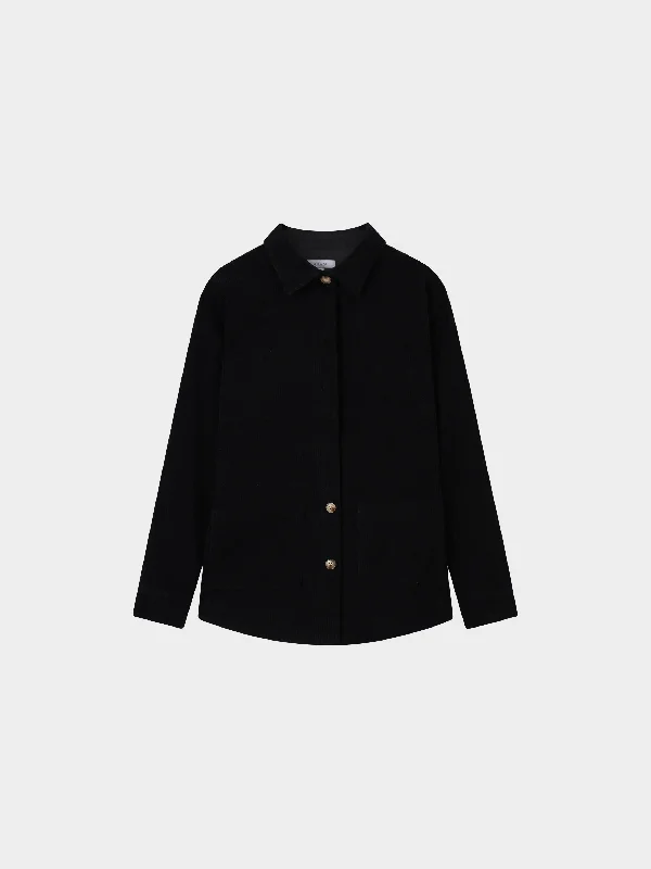 Corduroy Shacket-Black