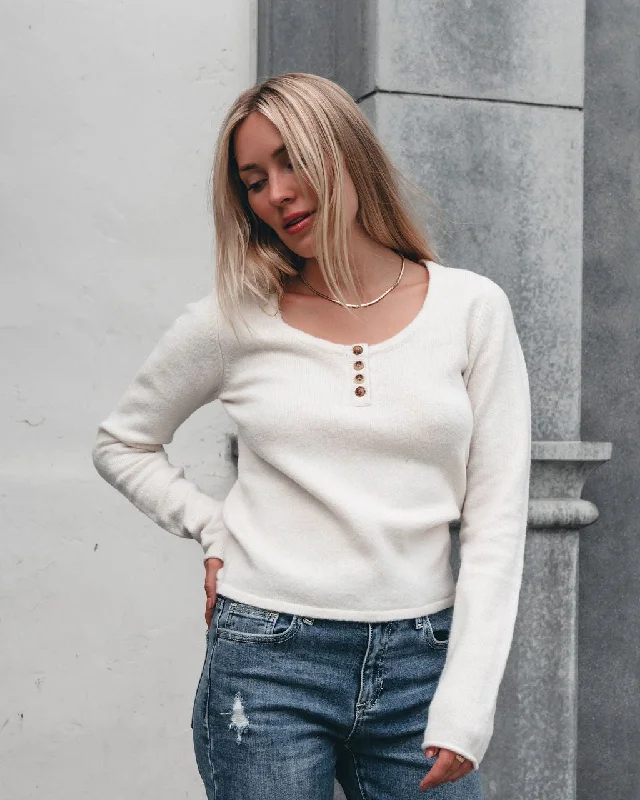 Cozy Brushed Button Up Sweater - Cream