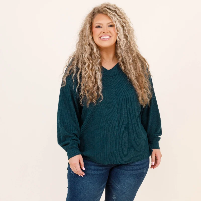 Cozy Textured Sweatshirt, Hunter Green