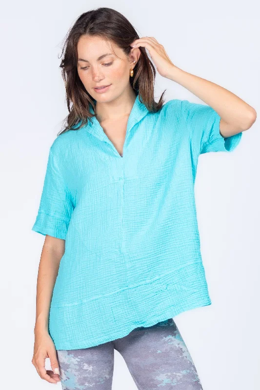 Shawl Collar Tunic with Banded Hem