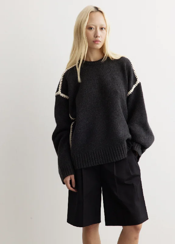 Embroidered Wool Cashmere Knit