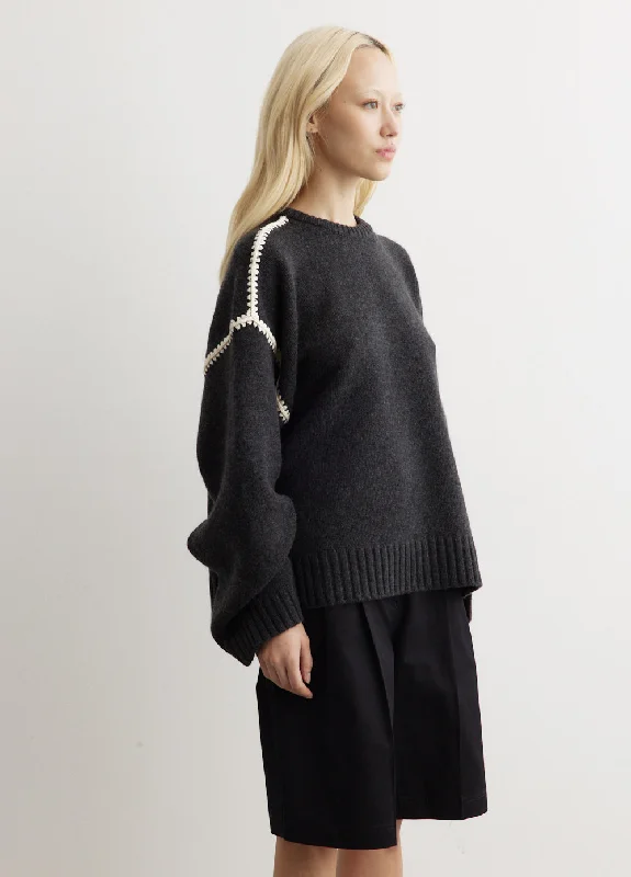 Embroidered Wool Cashmere Knit