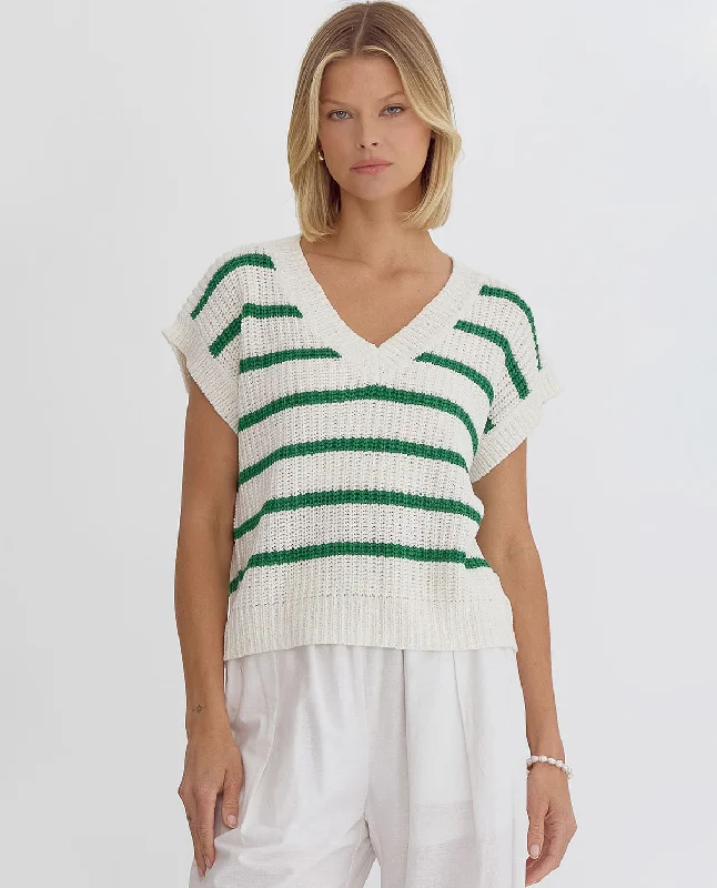 V-Neck Short Sleeve Sweater