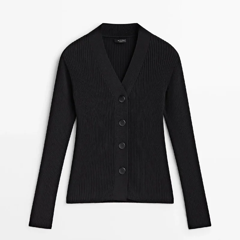 Ethereal simple ribbed small fragrant buttoned delicate stylish Cardigans