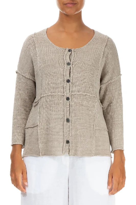 Exposed Seam Natural Linen Cardigan