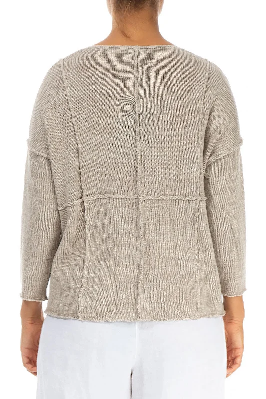 Exposed Seam Natural Linen Cardigan