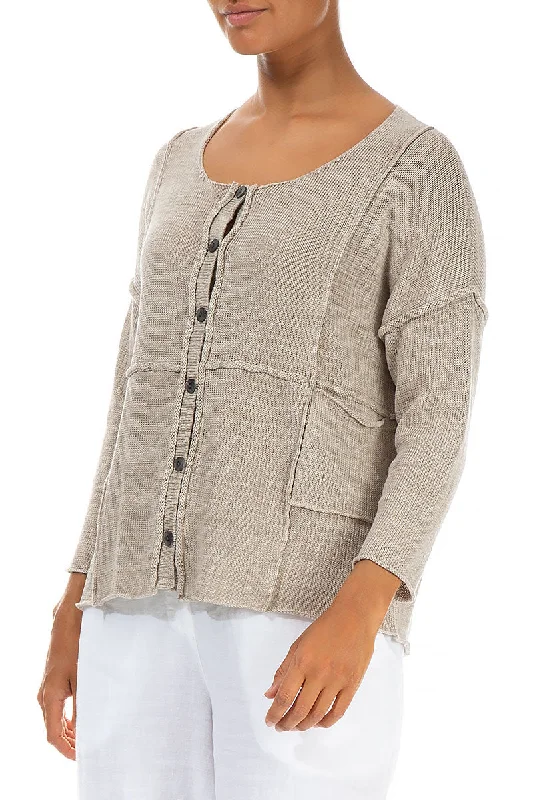 Exposed Seam Natural Linen Cardigan