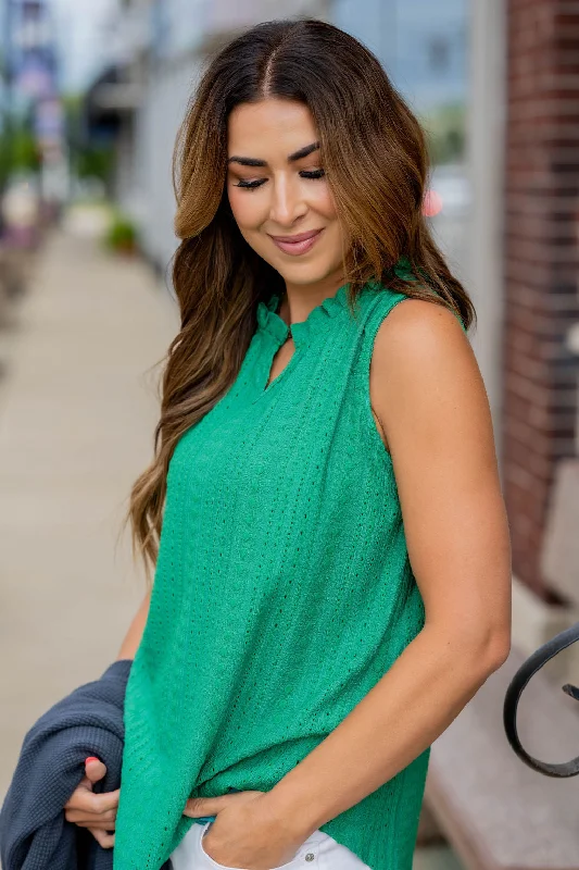 Eyelet Cinched V-Neck Tank