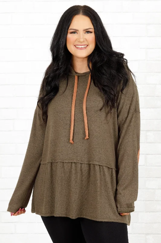 Flirty Allure Hoodie, Olive