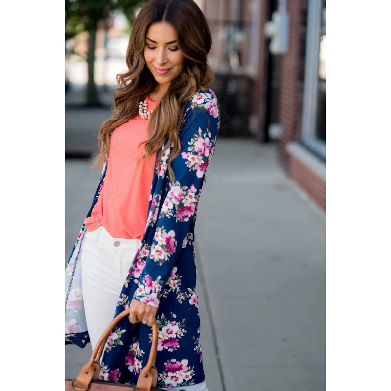 Floral Bouquet Printed Tunic Cardigan