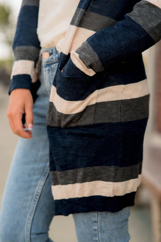 Heathered Striped Tissue Tunic Cardigan