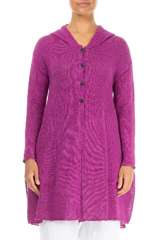 Hooded Orchid Linen Cardigan