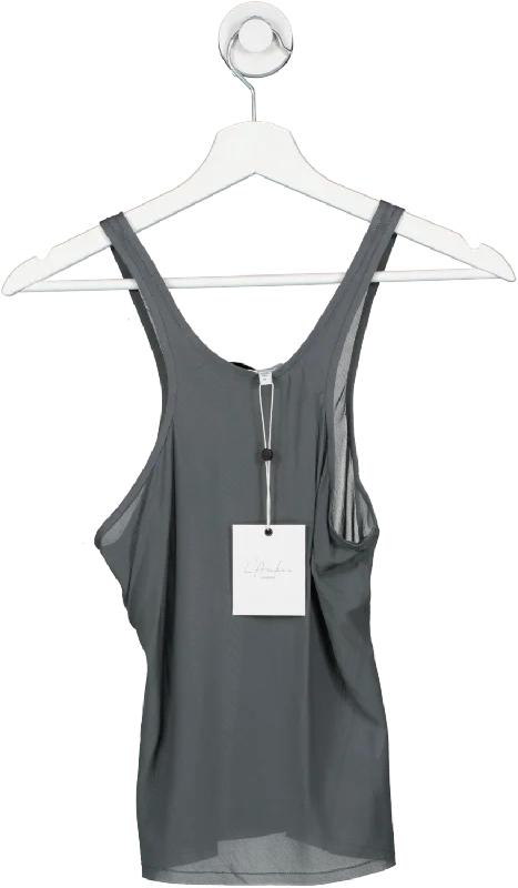 L'academie Grey Sheer Double Racer Tank UK XS