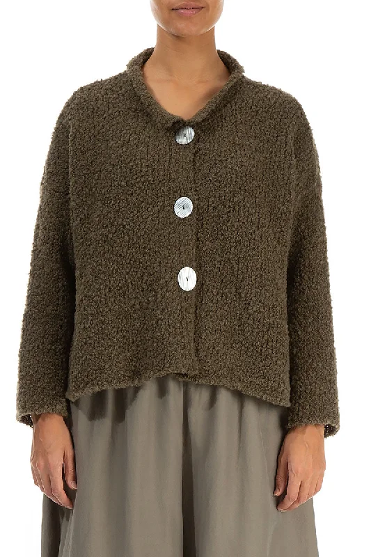 Moss Brown Alpaca Wool Cardigan