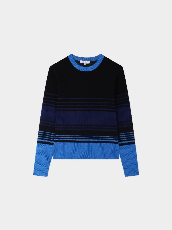 Multi Stripe Ribbed Sweater-Shades of Blue