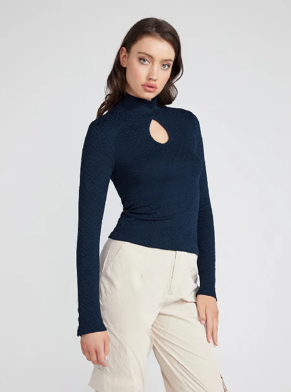 Navy Blue Clio Long Sleeve Top