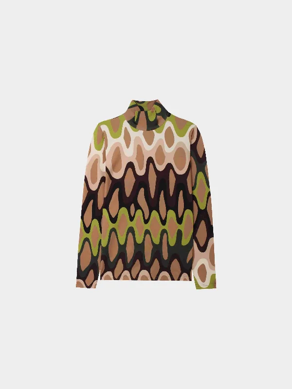 Printed Modal Turtleneck-Retro Swirl