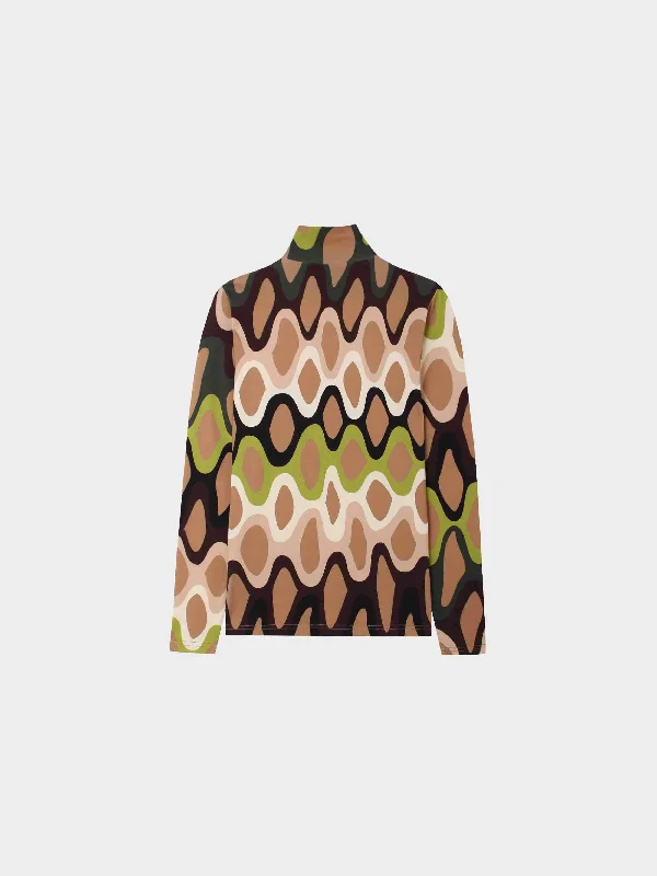 Printed Modal Turtleneck-Retro Swirl