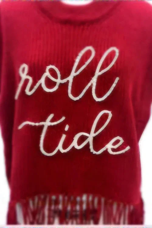 QOS 'Roll Tide' Fringe Sweater Vest