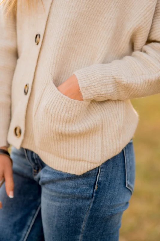 Ribbed Knit Button Cardigan