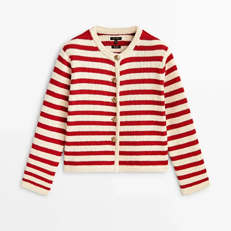 Slim-fit commuter classic striped new stylish elegant chic Cardigans