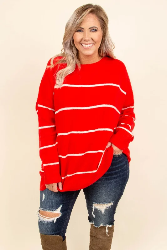 Slumber Party Sweater, Red-Cream