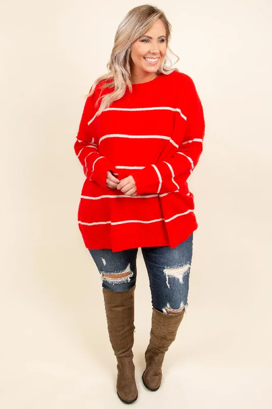 Slumber Party Sweater, Red-Cream