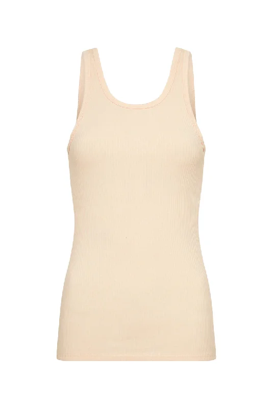 Spell Staples Rib Singlet Tank - Cream